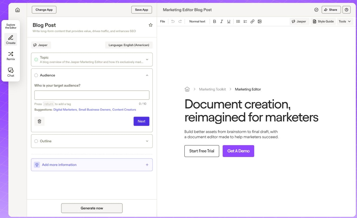 a screenshot of a main screen of Jasper, PM tool 