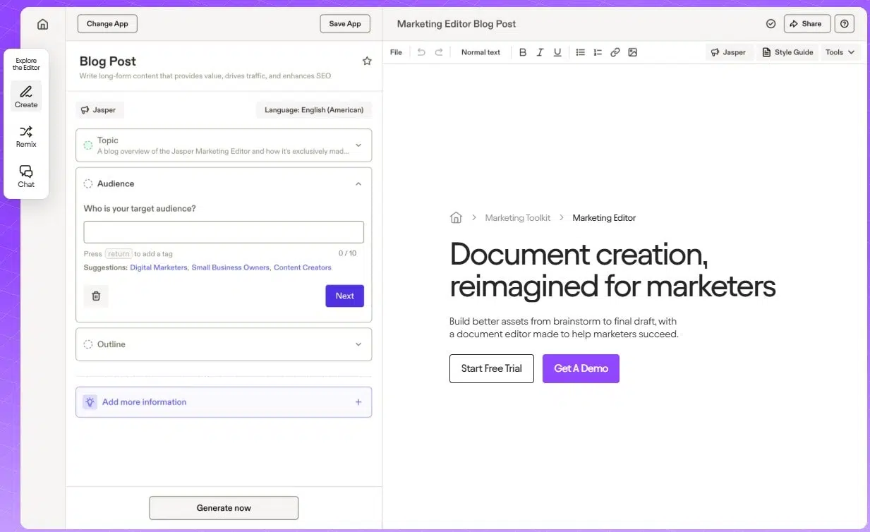 a screenshot of a main screen of Jasper, PM tool 