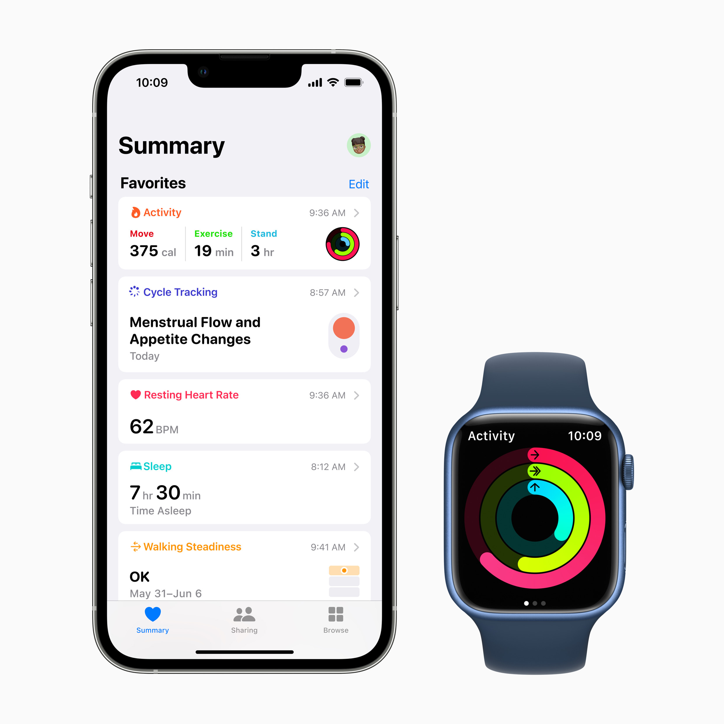 iphone with apple health habit tracker app displayed and apple watch next to it 