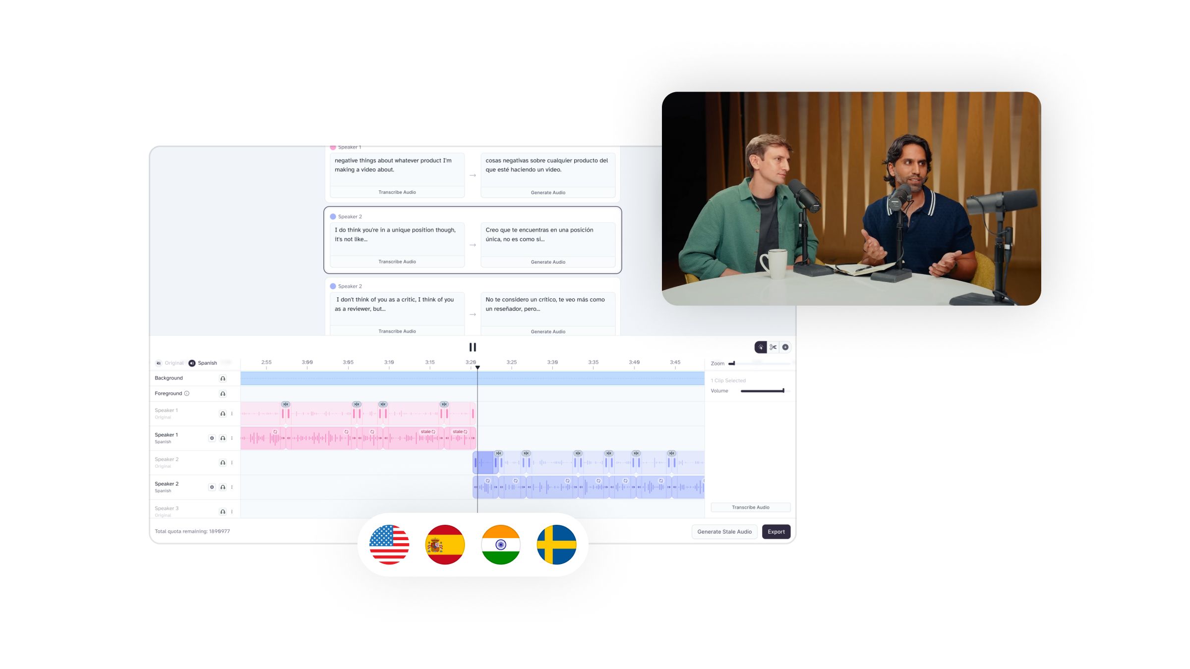 a collage of Evenlabs AI voice generating features 