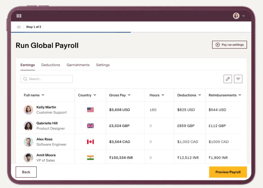 a screenshot of rippling employee management tool's interface