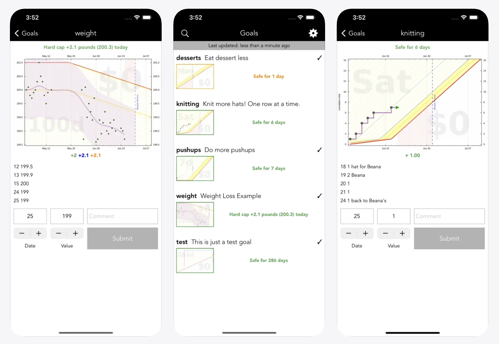 a screenshot of beeminder app