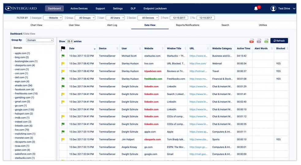 a screenshot of interguard software