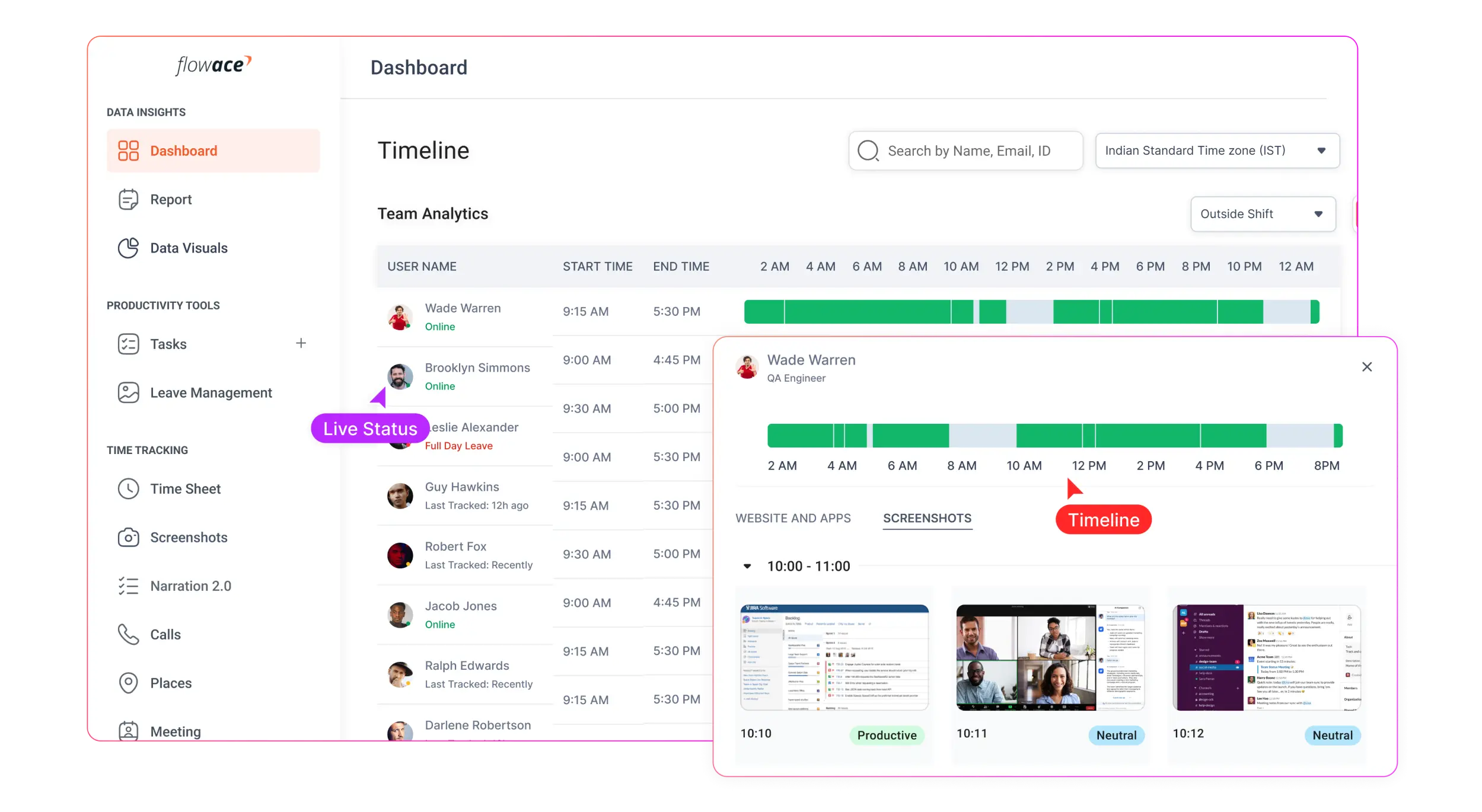 a screenshot of flowace software