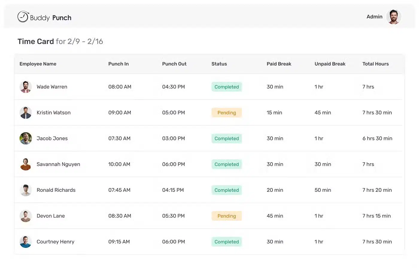 a screenshot of buddy punch monitoring feature