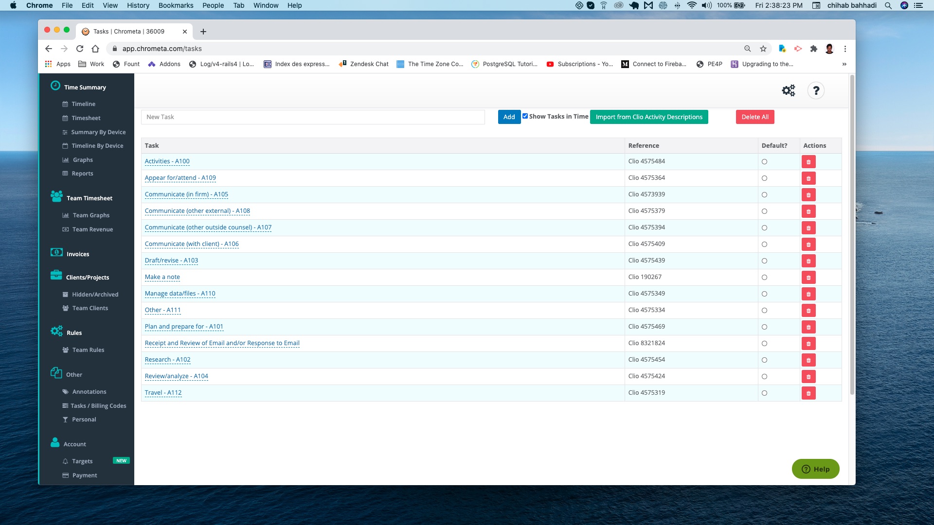 a screenshot of chrometa software