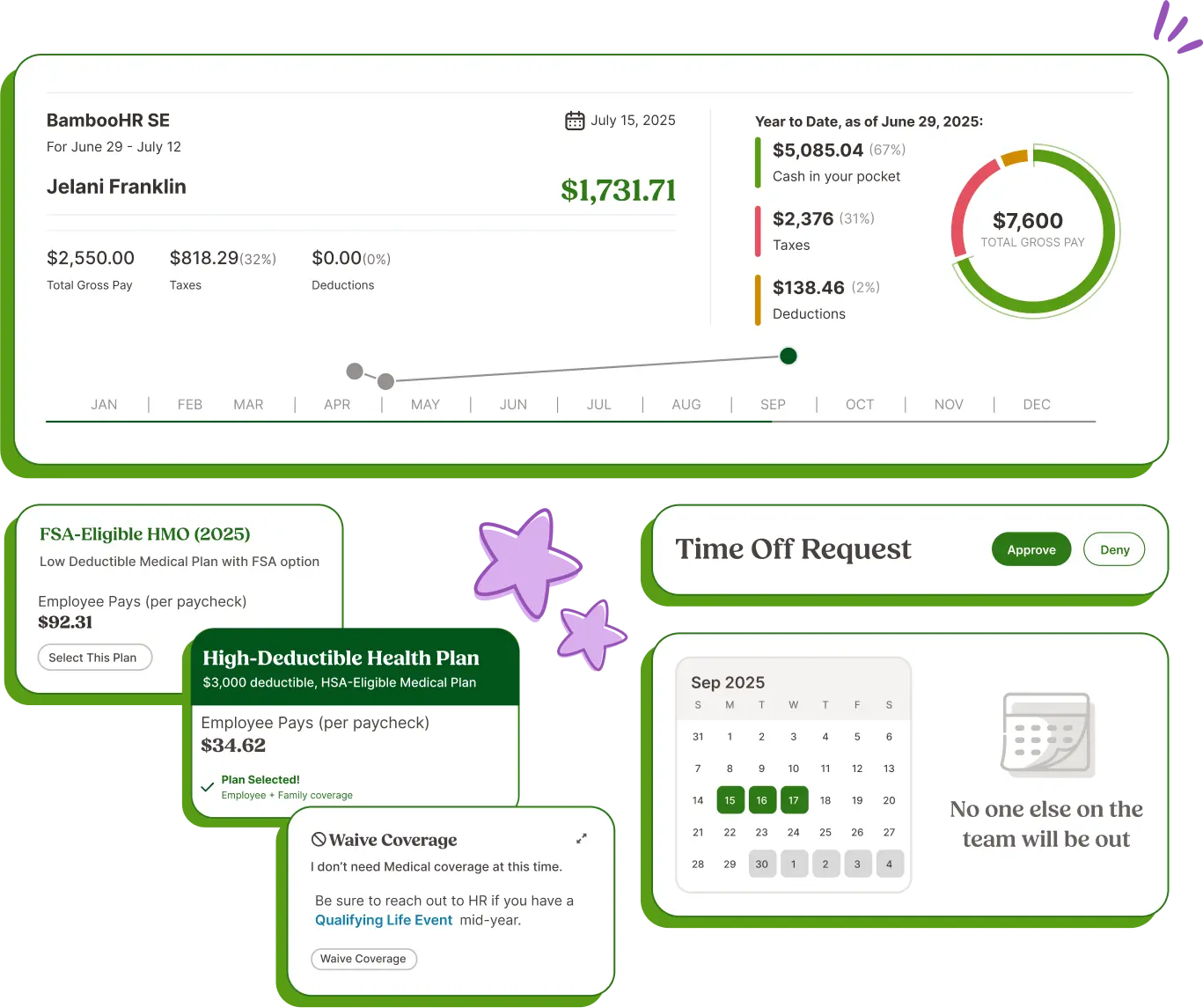 screenshots from bamboohr app