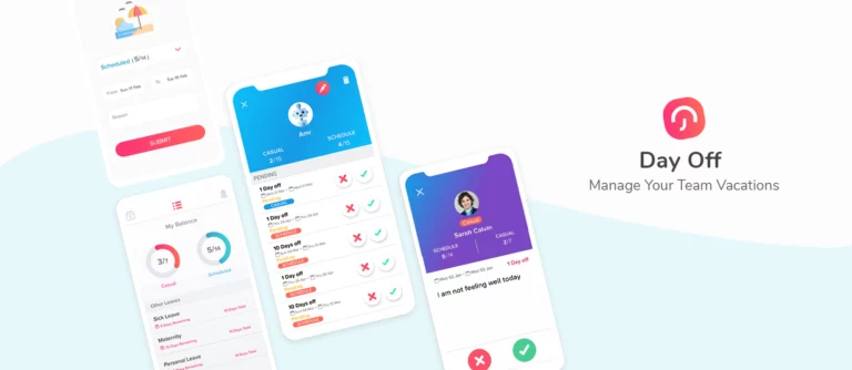 screenshots from day off app
