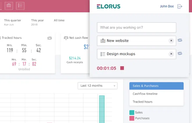 screenshot from Elorus app