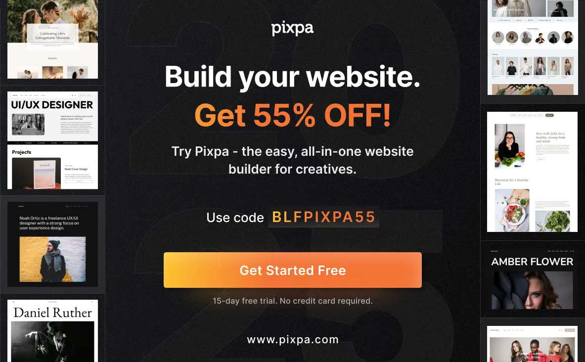 Pixpa Black Friday 2025 banner