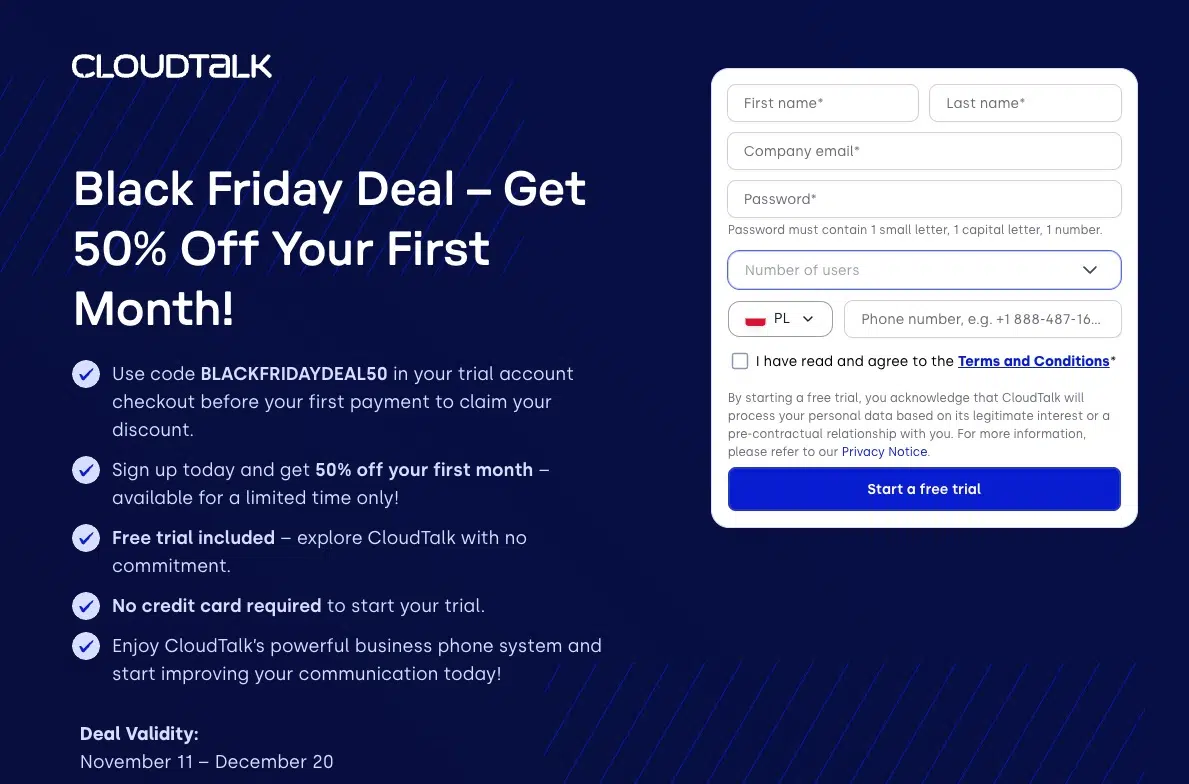 cloudtalk software website screenshot