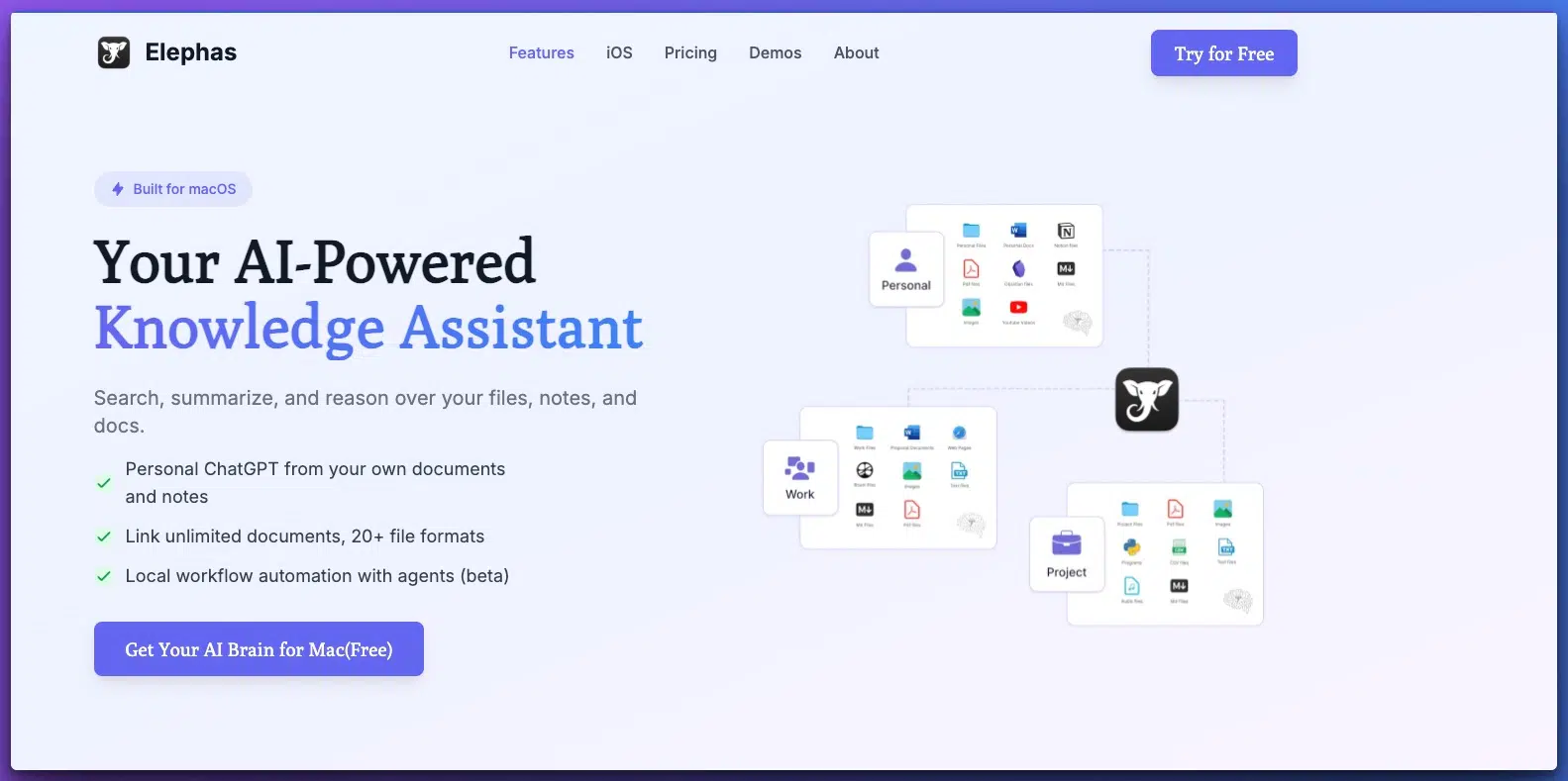 elephas software website screenshot