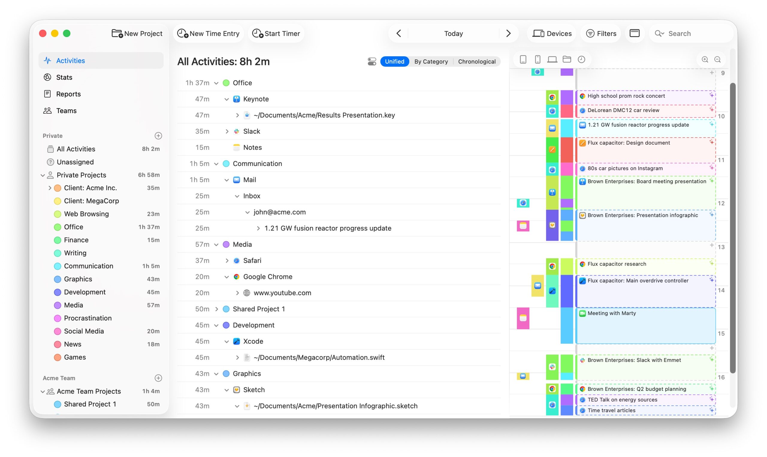 a screenshot of Timing AI assistant for Mac