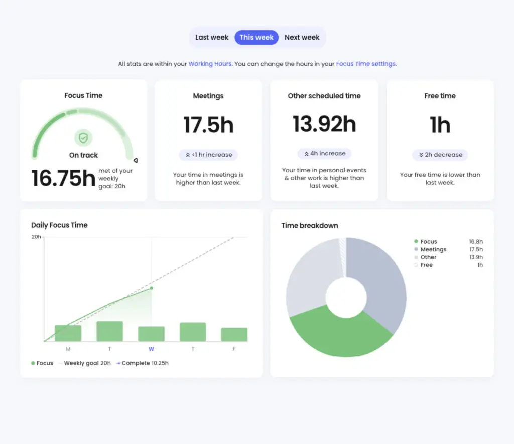 screenshot of reclaim.ai platform