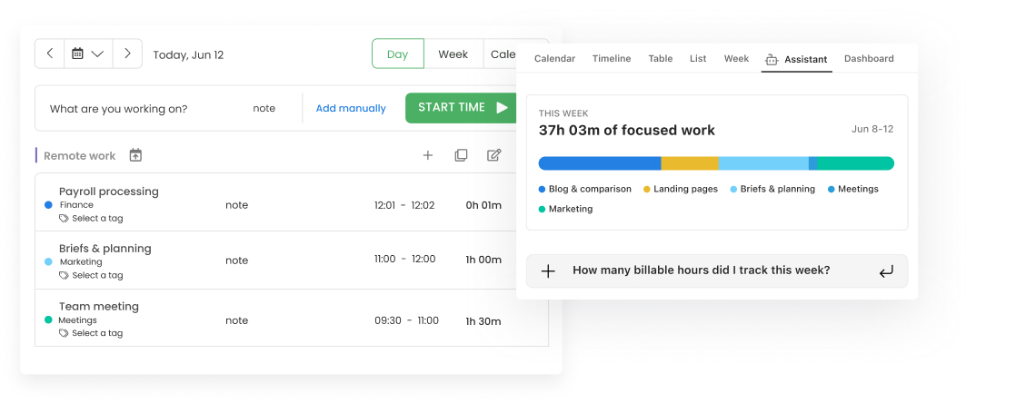 TimeCamp timesheet with an AI time tracker