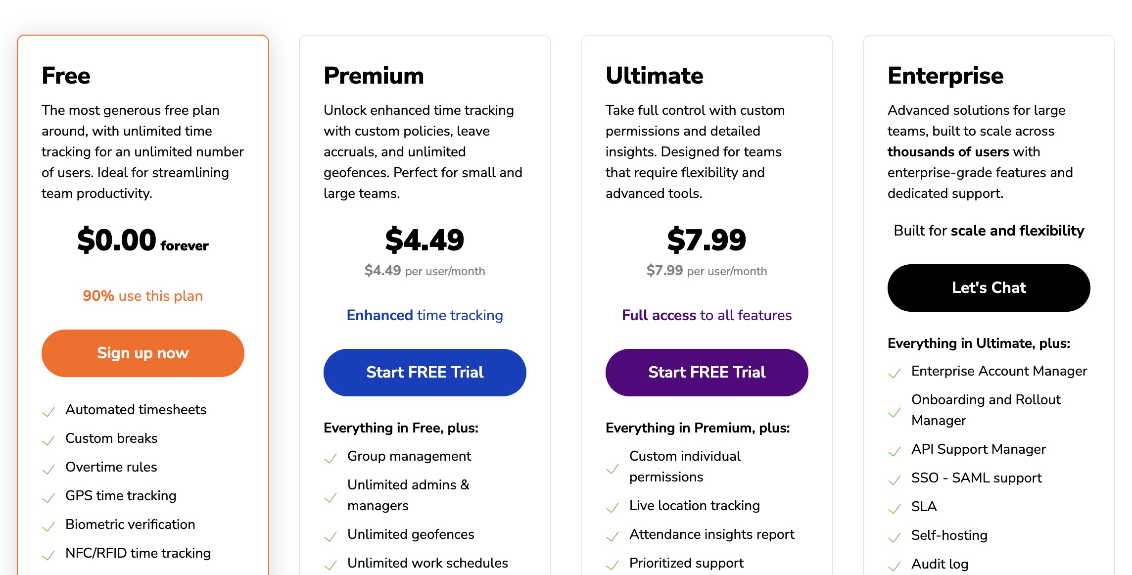 a screenshot of jibble pricing website