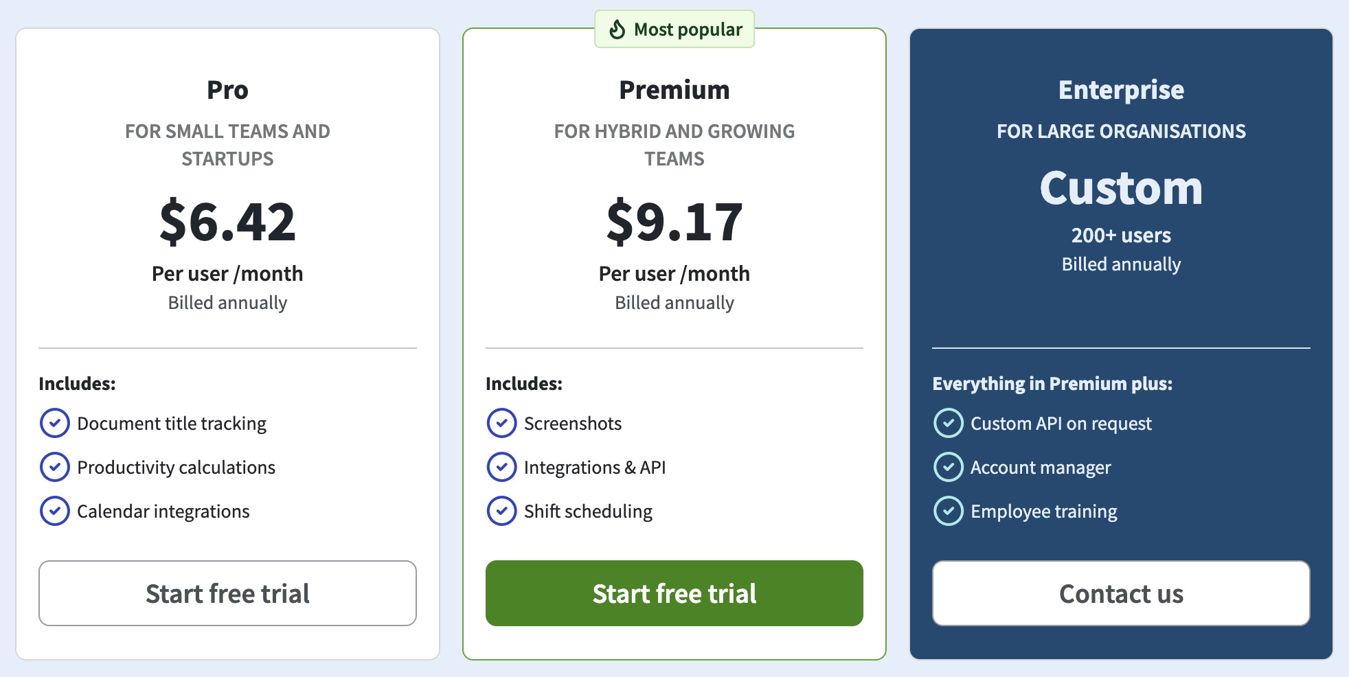 a screenshot of desktop pricing website