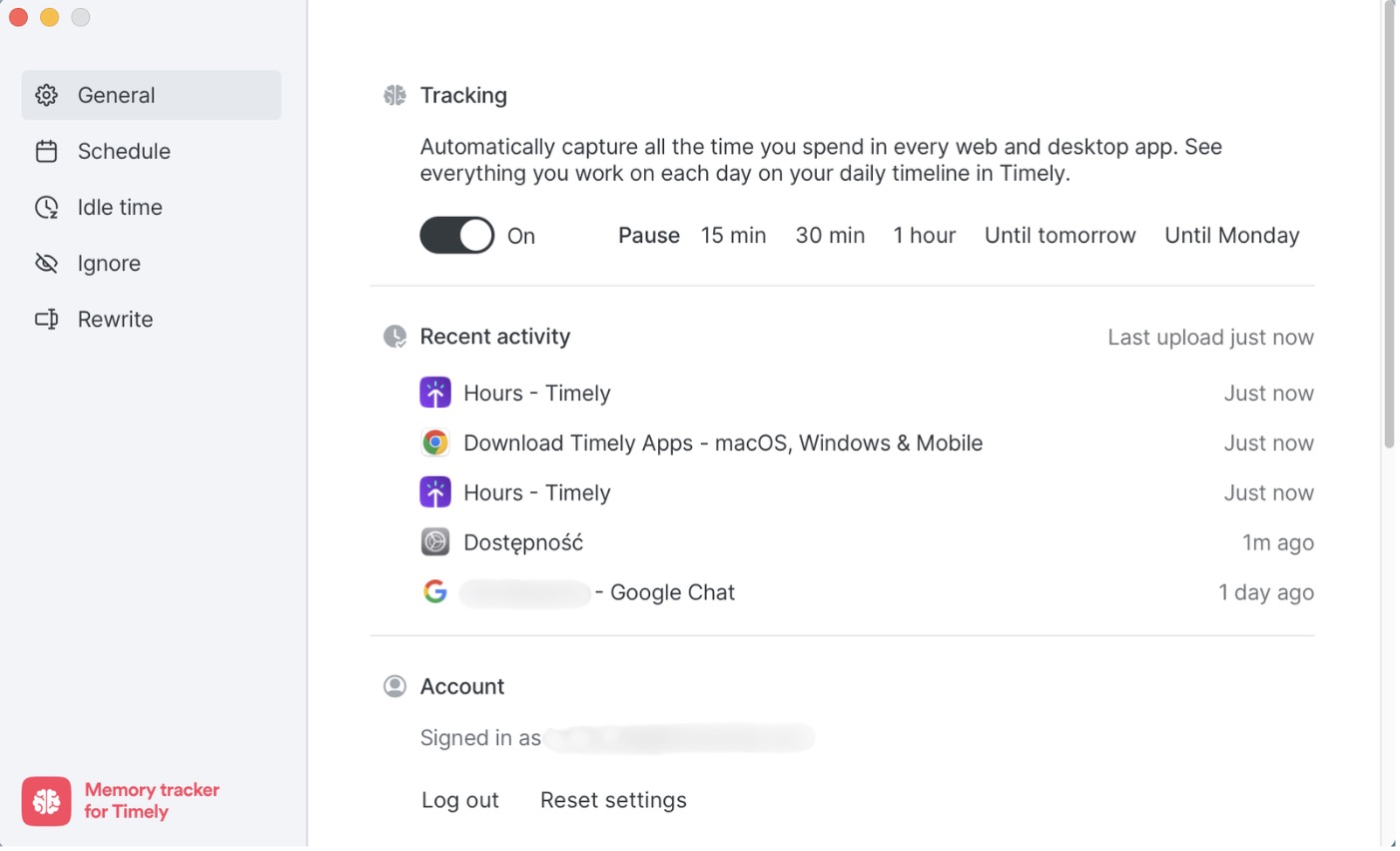 a screenshot of memory tracker by timely