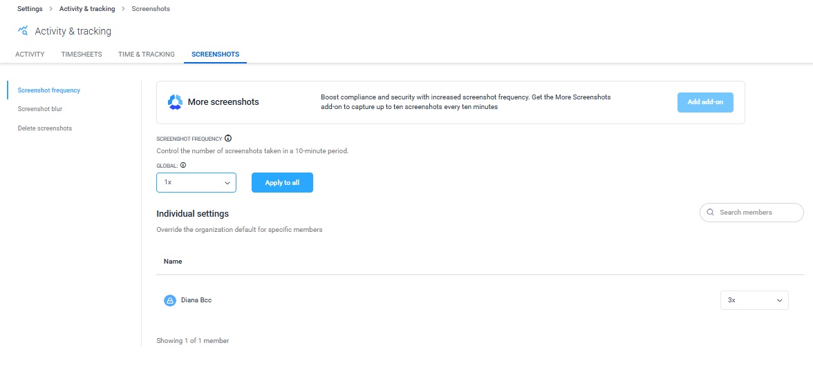 a screenshot of default activity screen in hubstaff