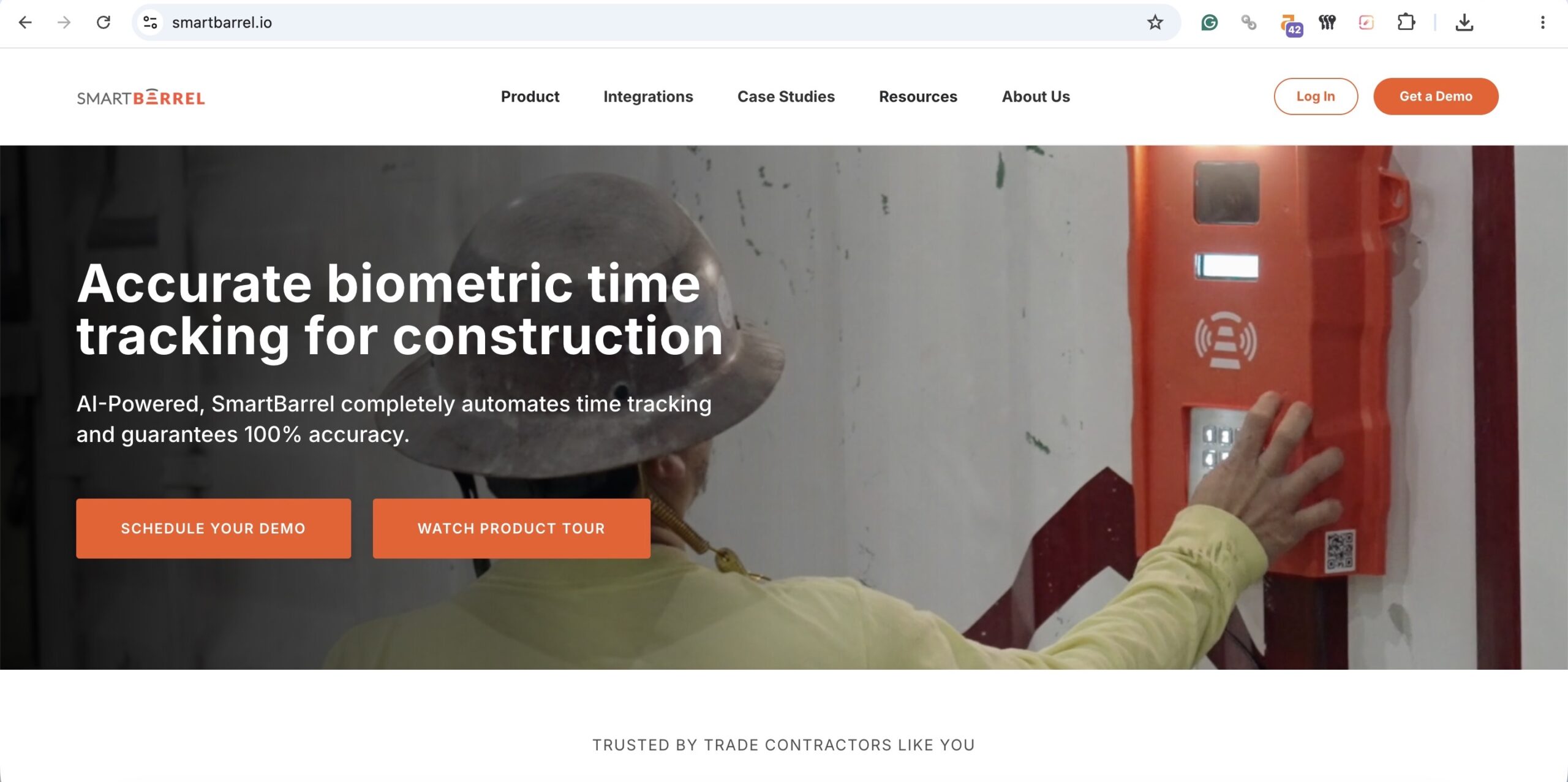 a screenshot of a hero section of smartbarrel website