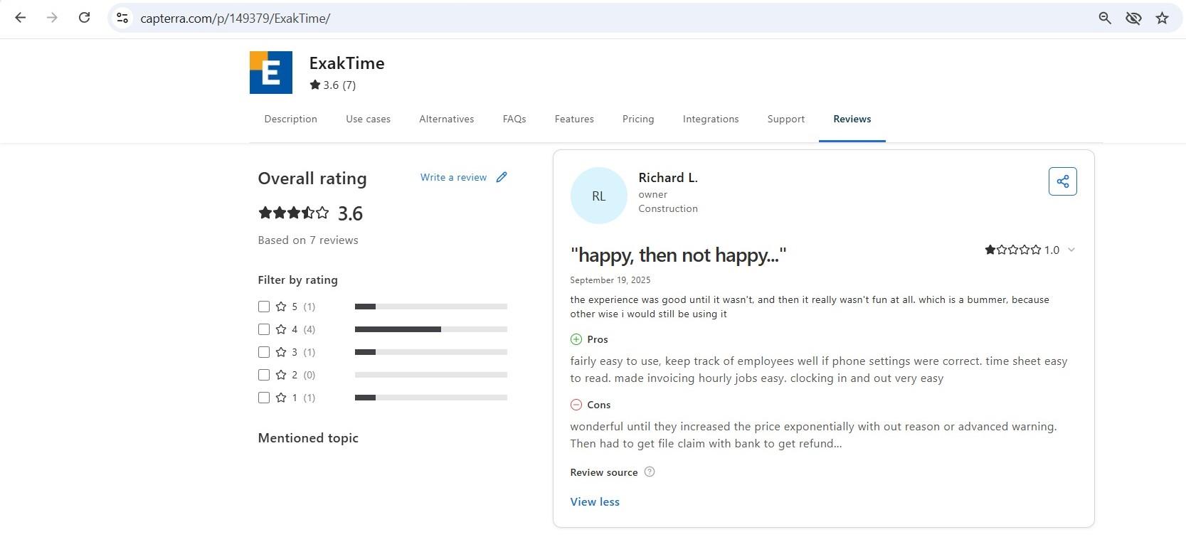 a screenshot of arcoro capterra review