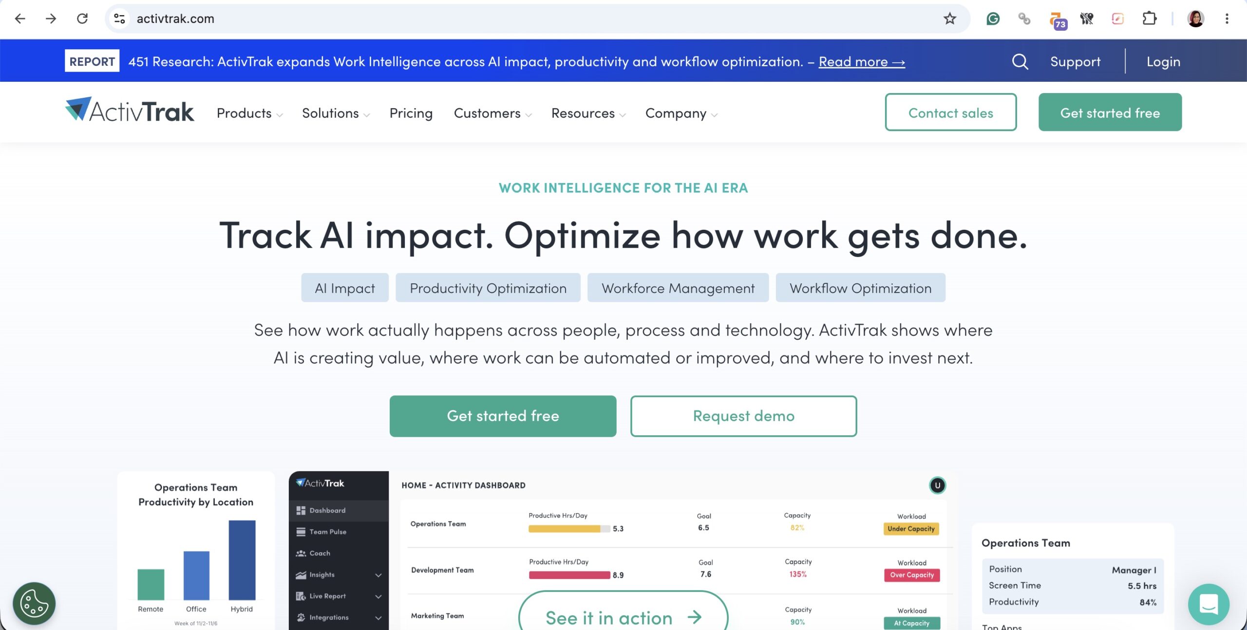 a screenshot of hero section of activtrak homepage