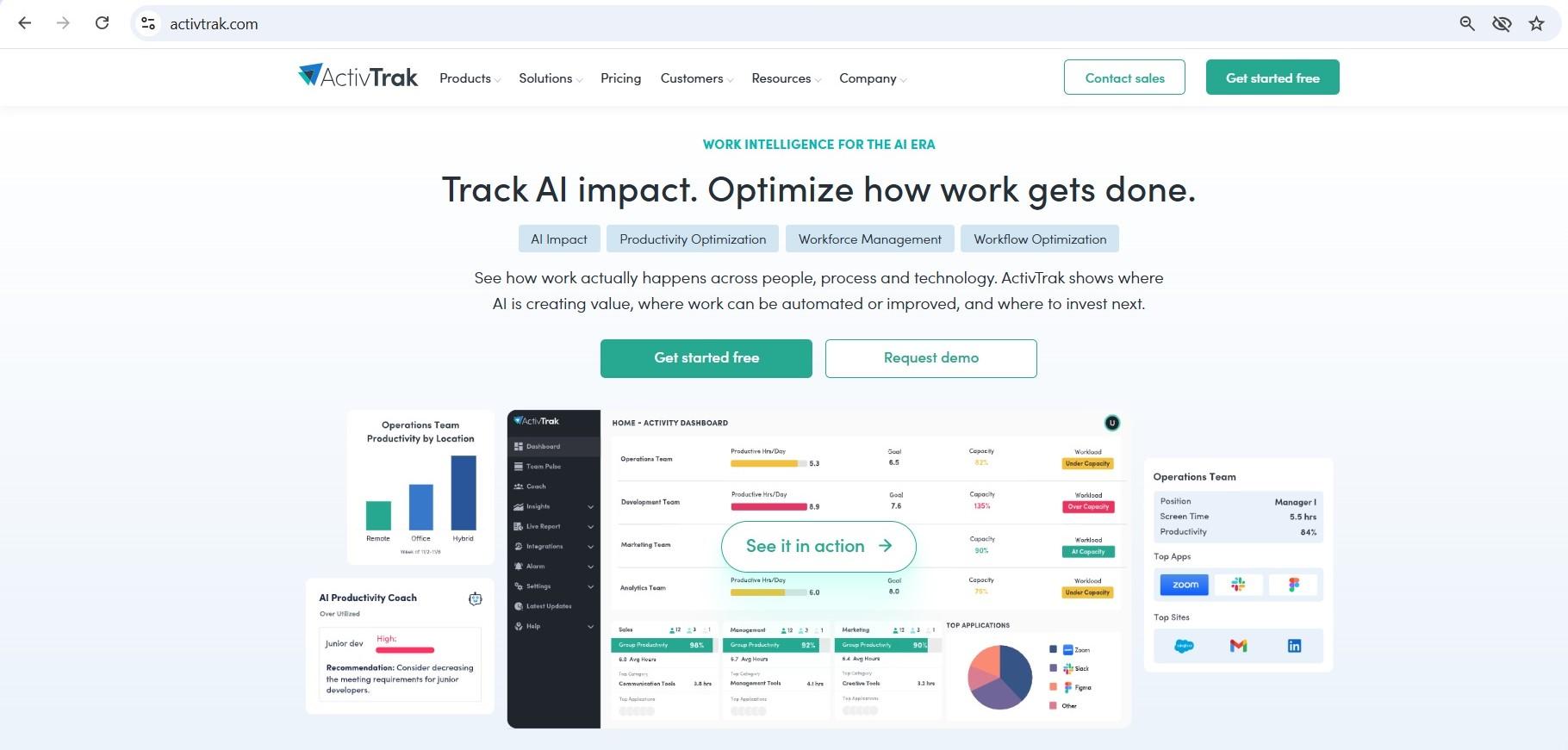 a screenshot of hero section of activtrak homepage