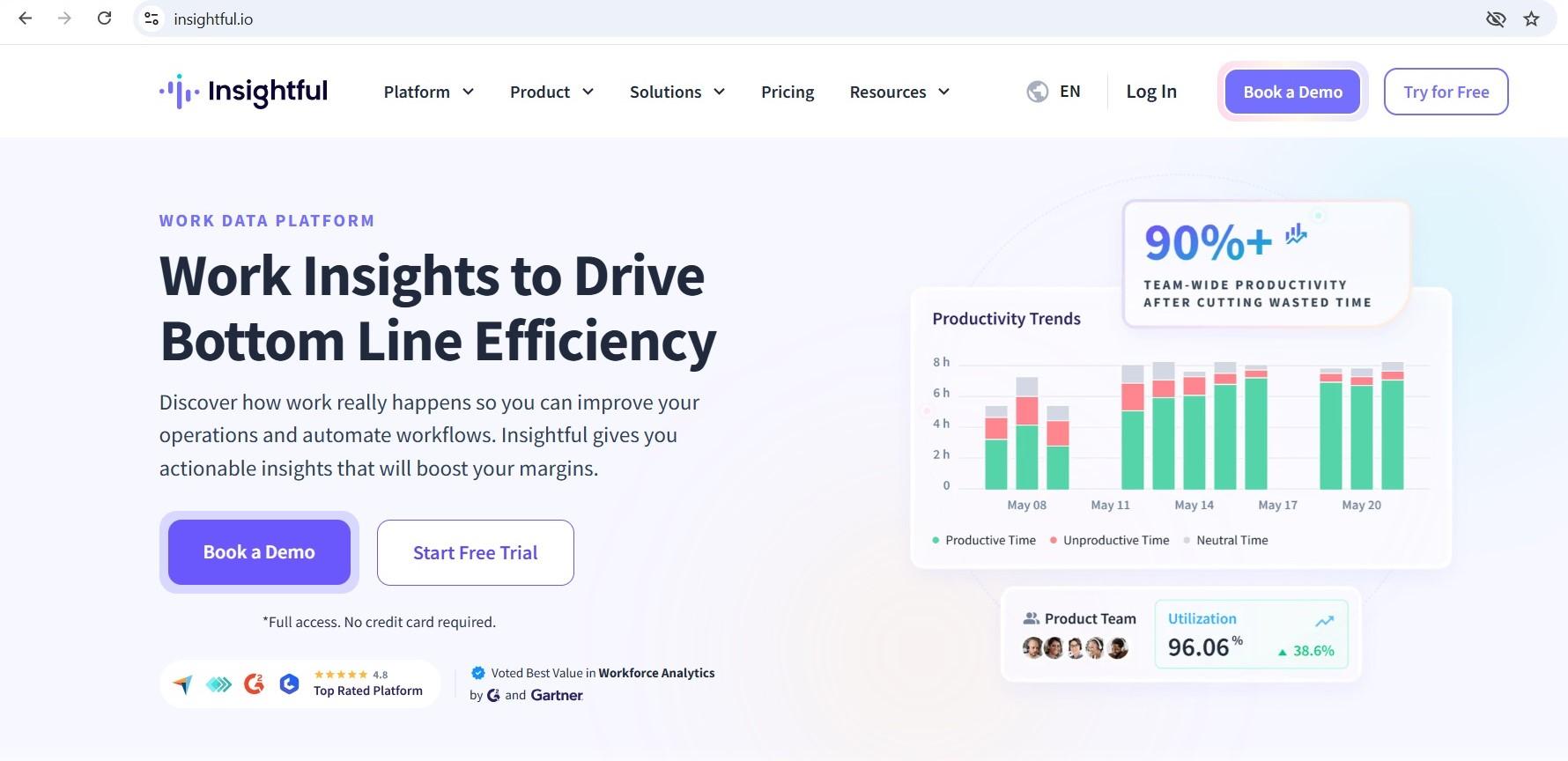 a screenshot of hero section of insightful homepage