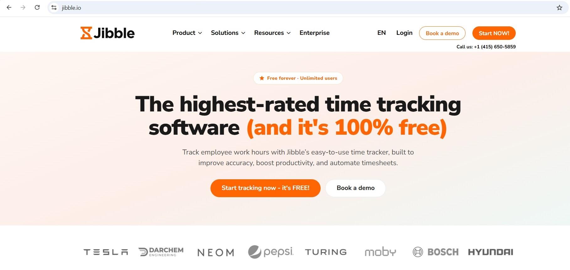 a screenshot of hero section of jibble homepage