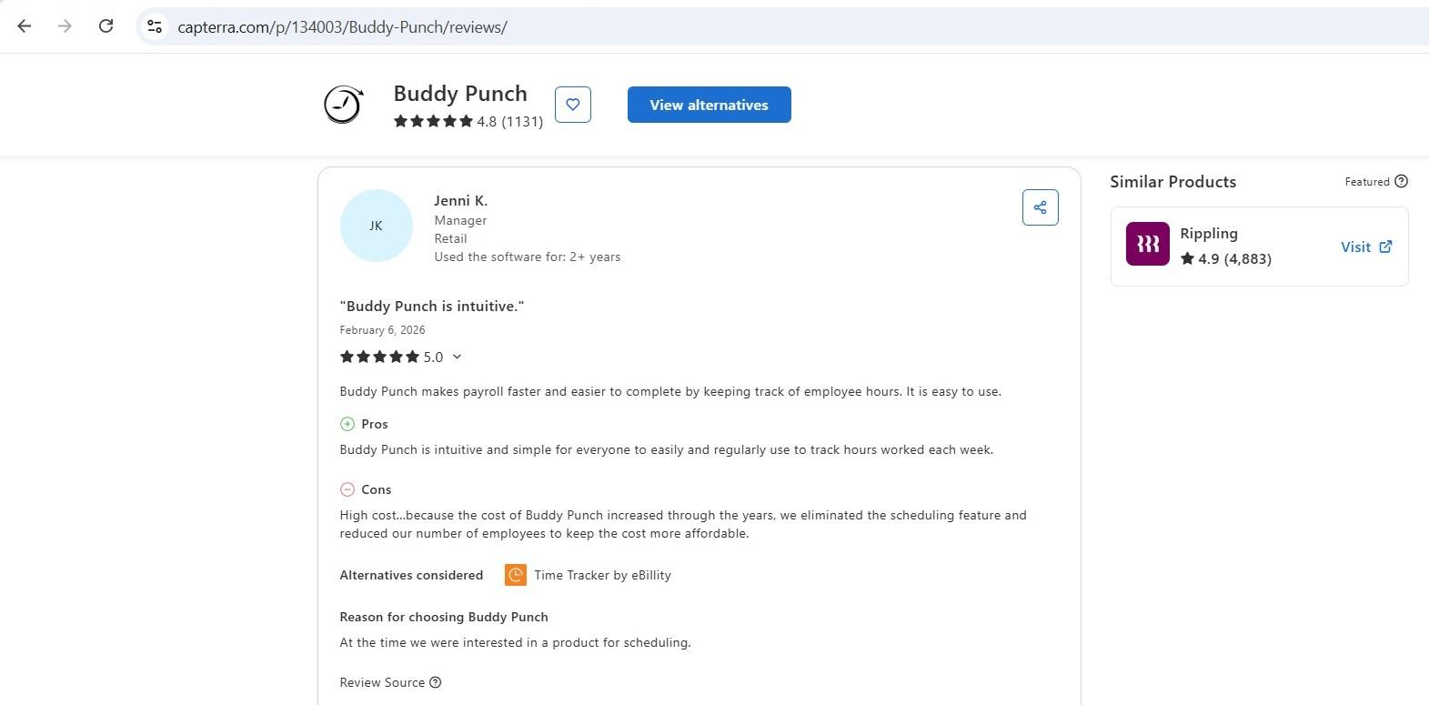 a screenshot of buddy punch review 2