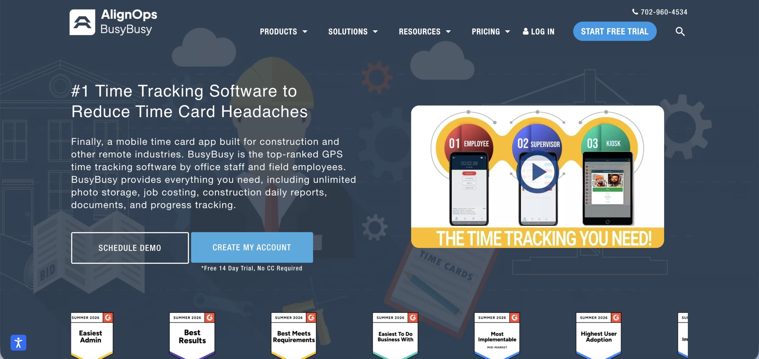 a screenshot of hero section of busybusy website