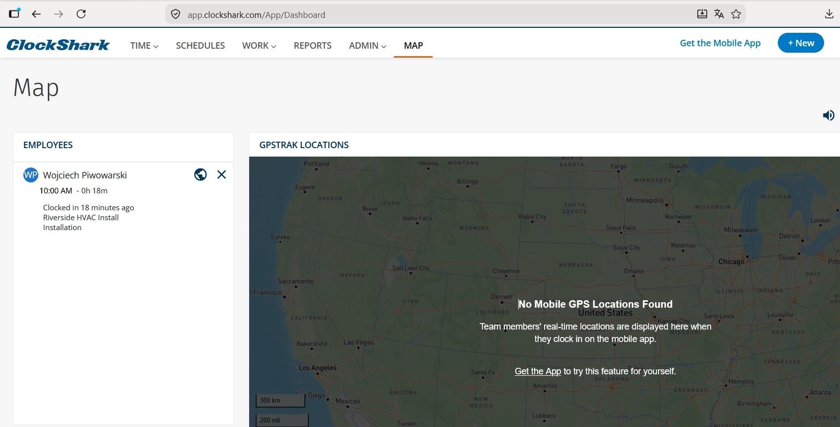 a screenshot of clockshark's geofencing feature