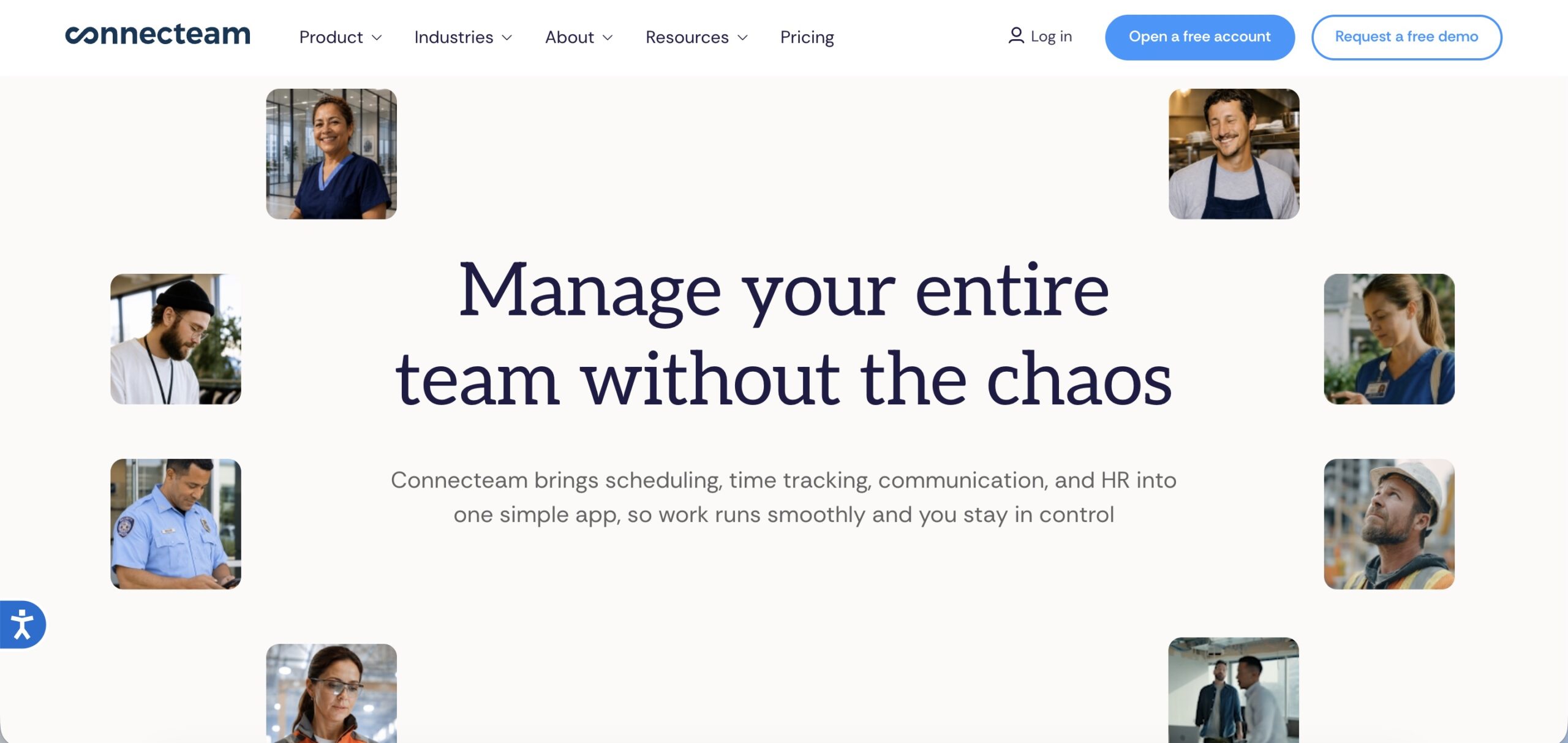 a screenshot of hero section of connecteam website, October 2026