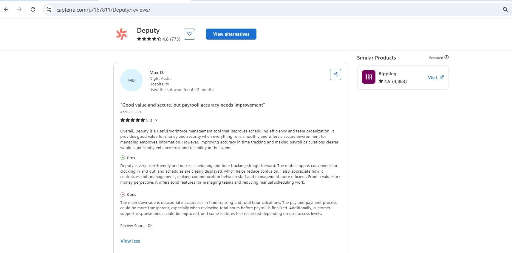 a screenshot of deputy review 2