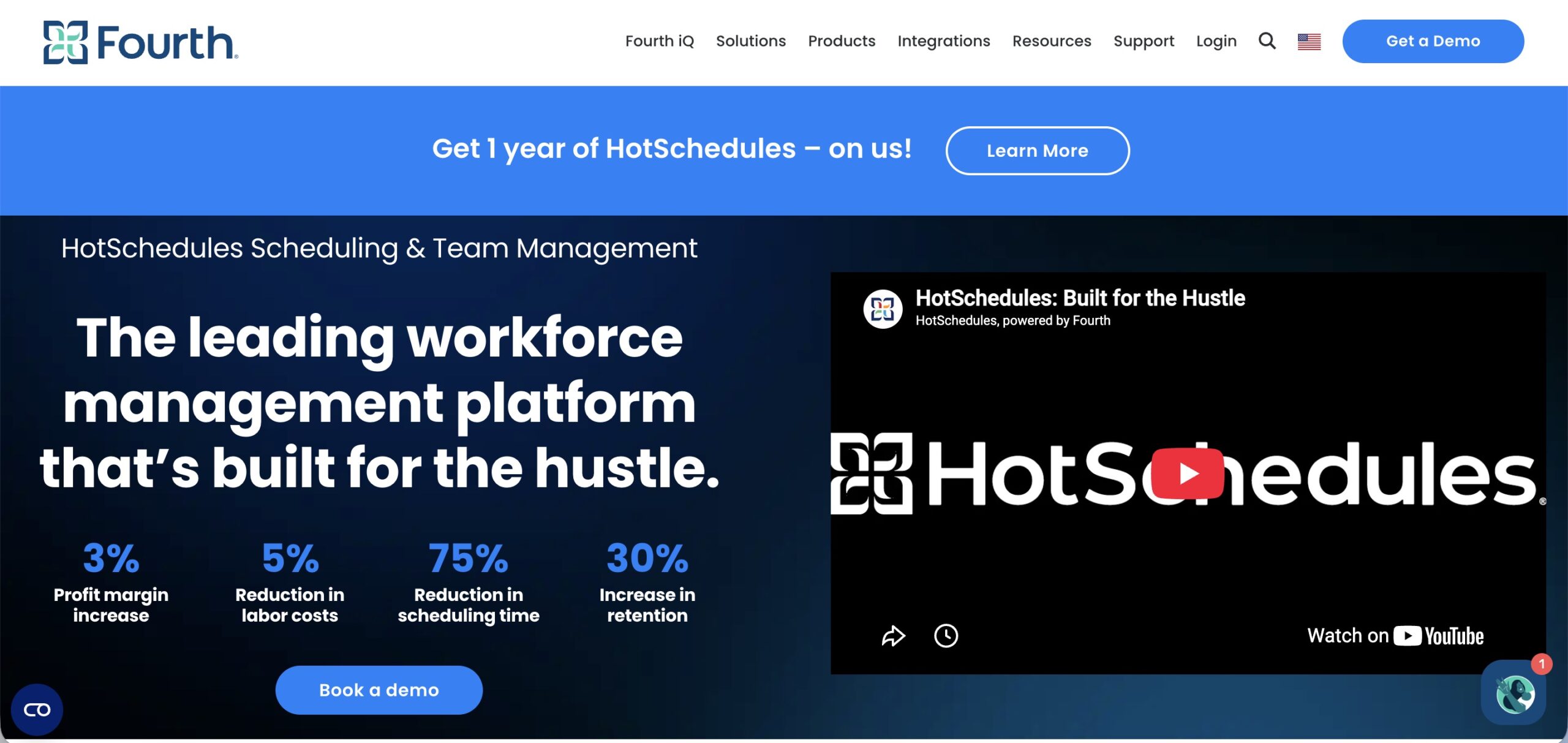 a screenshot of hero section of hotschedules website by fourth, October 2026