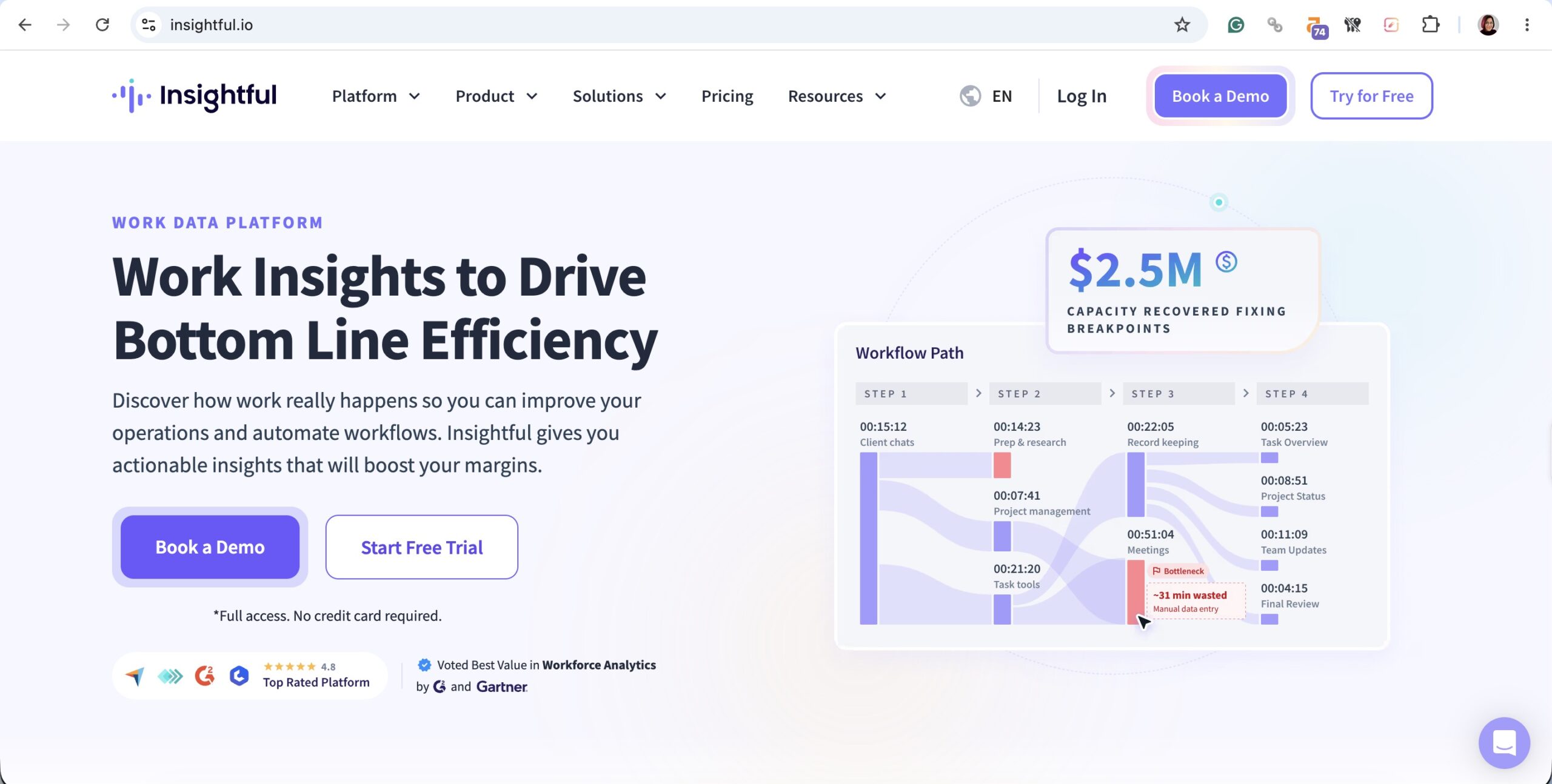 a screenshot of hero section of insightful homepage