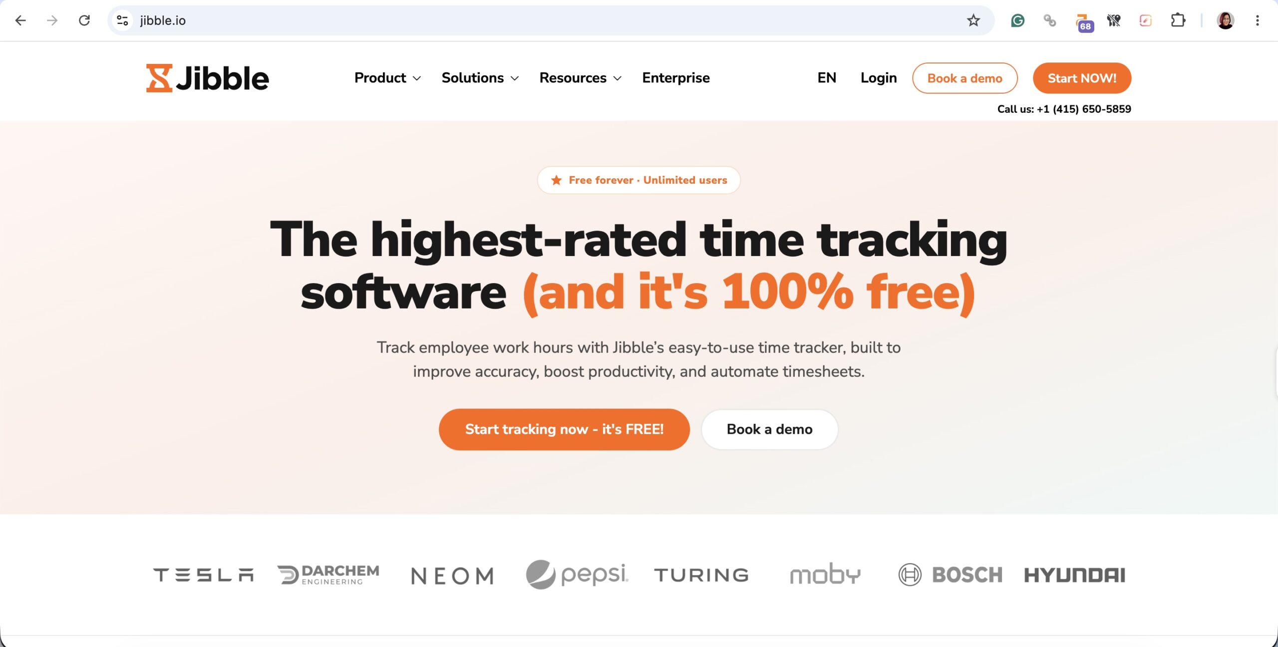 a screenshot of hero section of jibble homepage