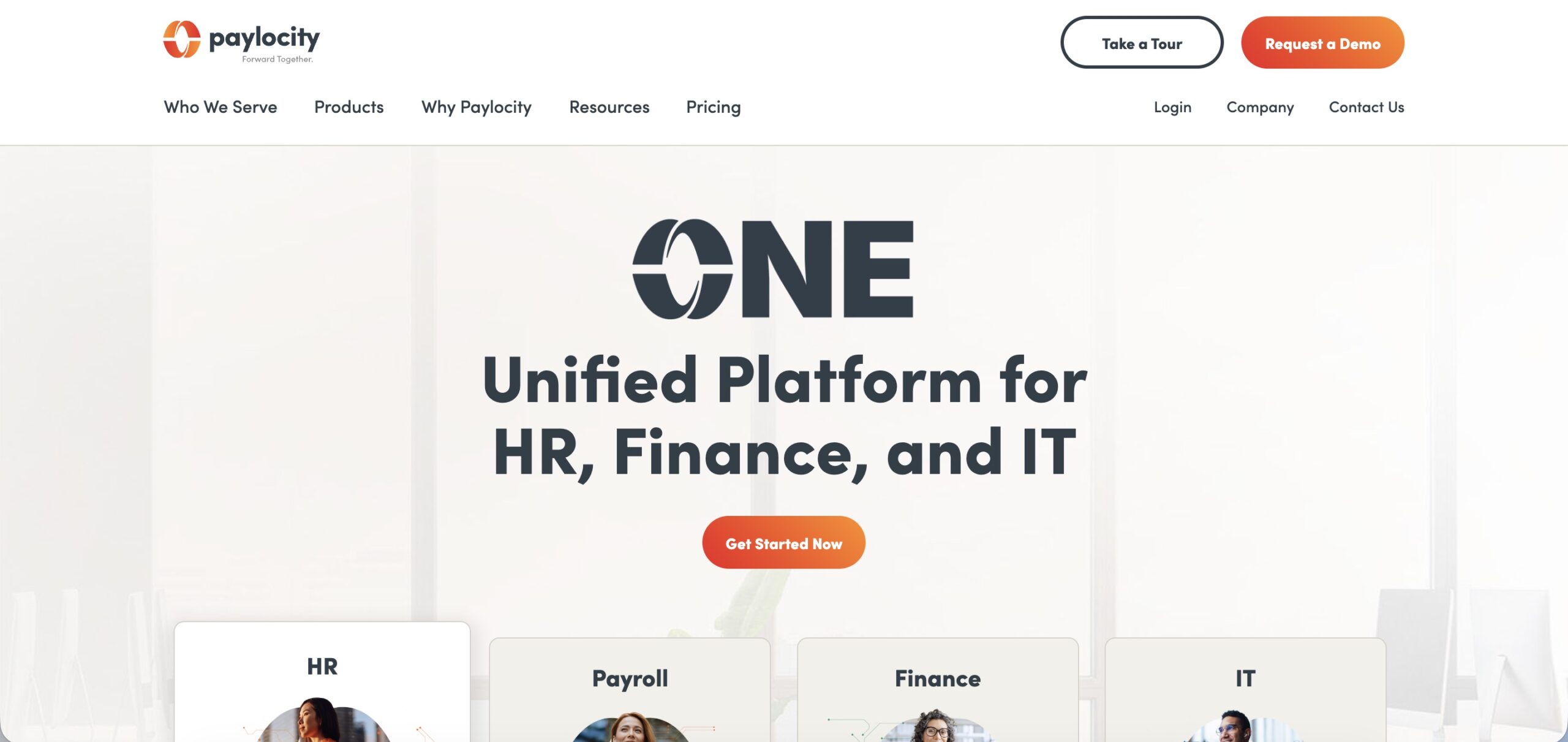 a screenshot of hero section of paylocity website