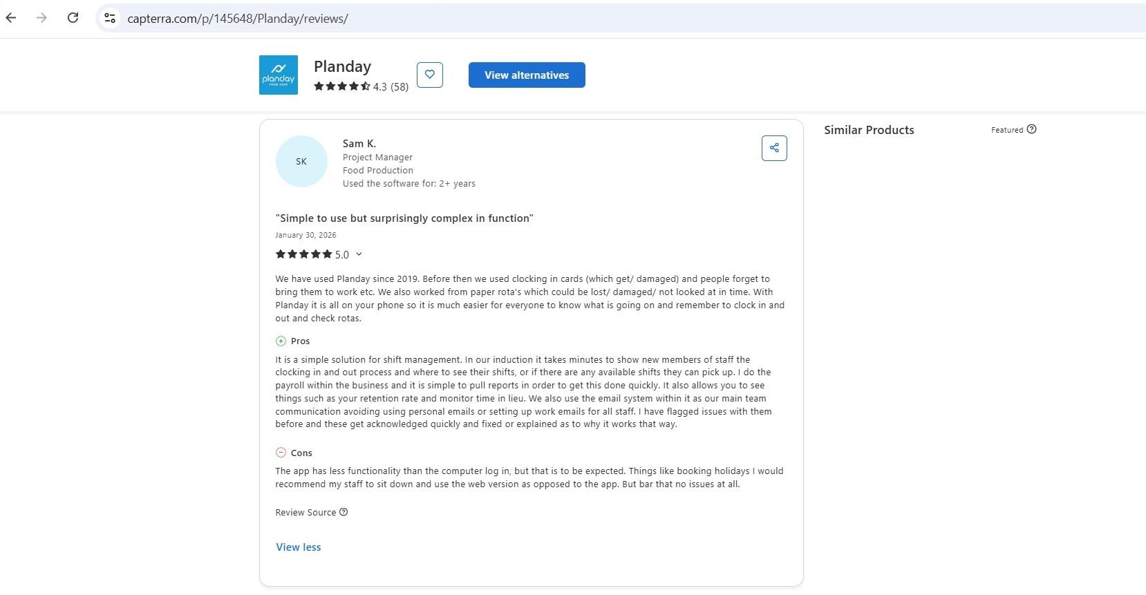 a screenshot of planday review 2