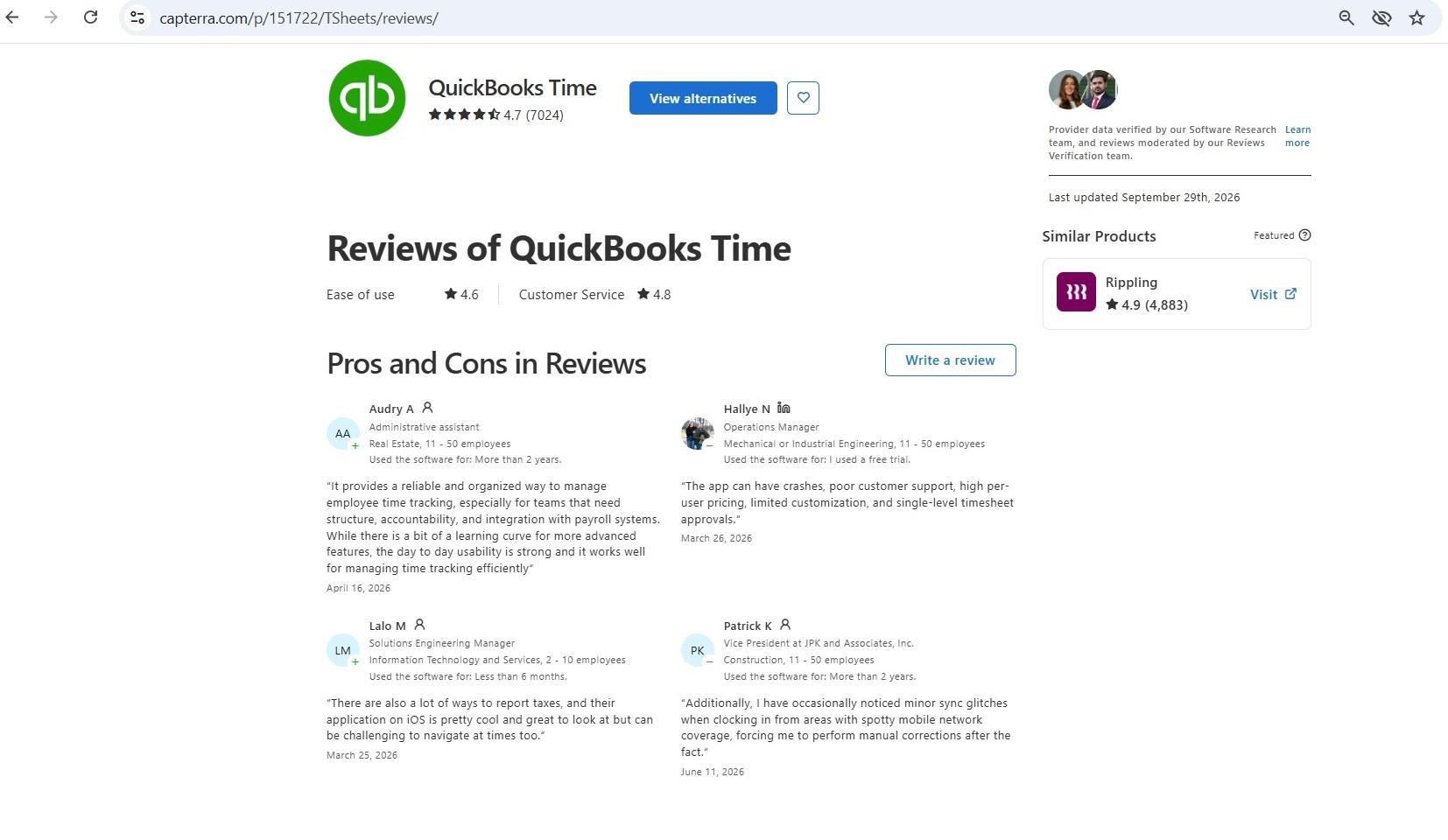screenshot of quickbooks time review collage