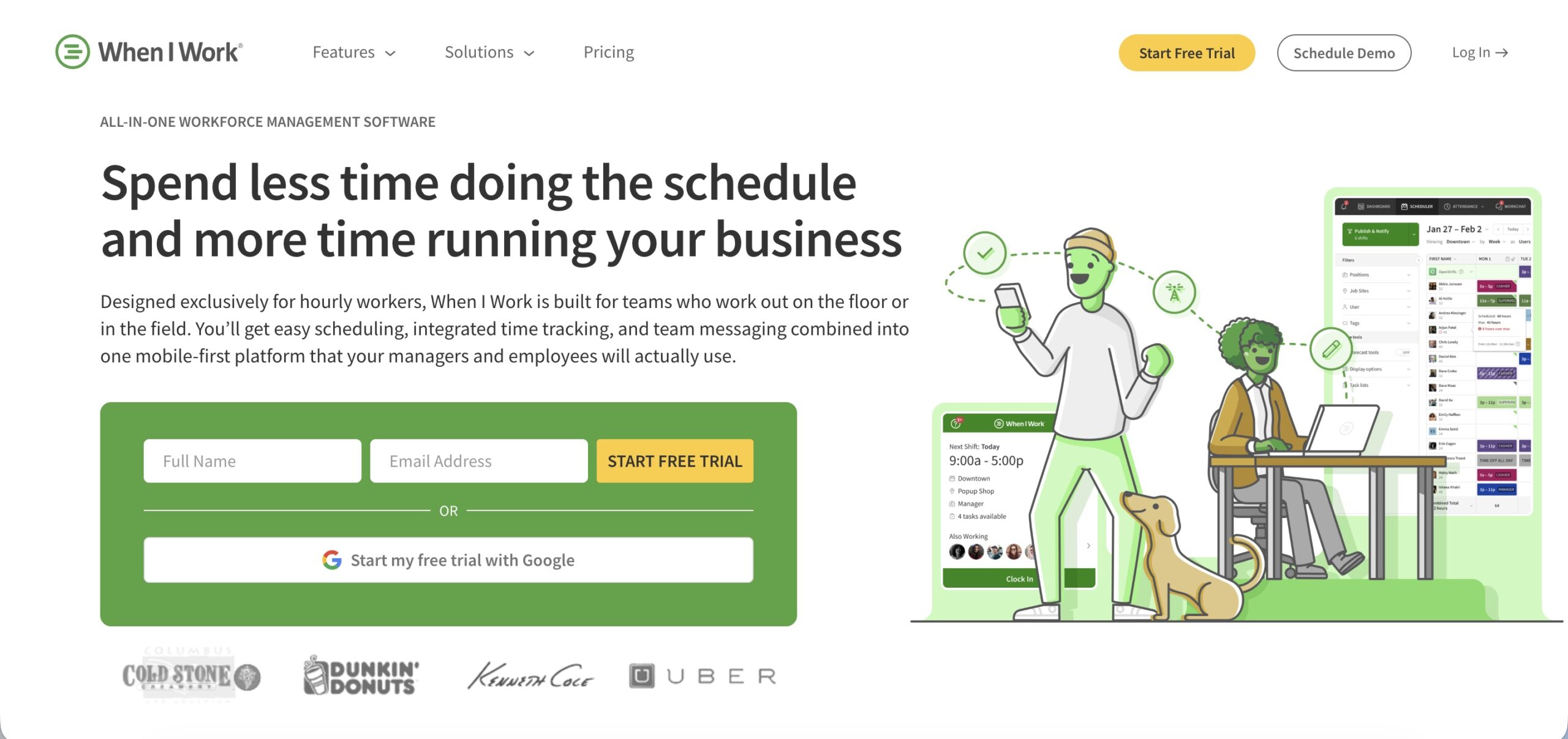 a screenshot of hero section of when i work website, October 2026
