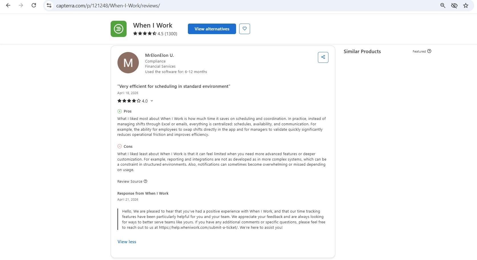 a capterra review of when i work