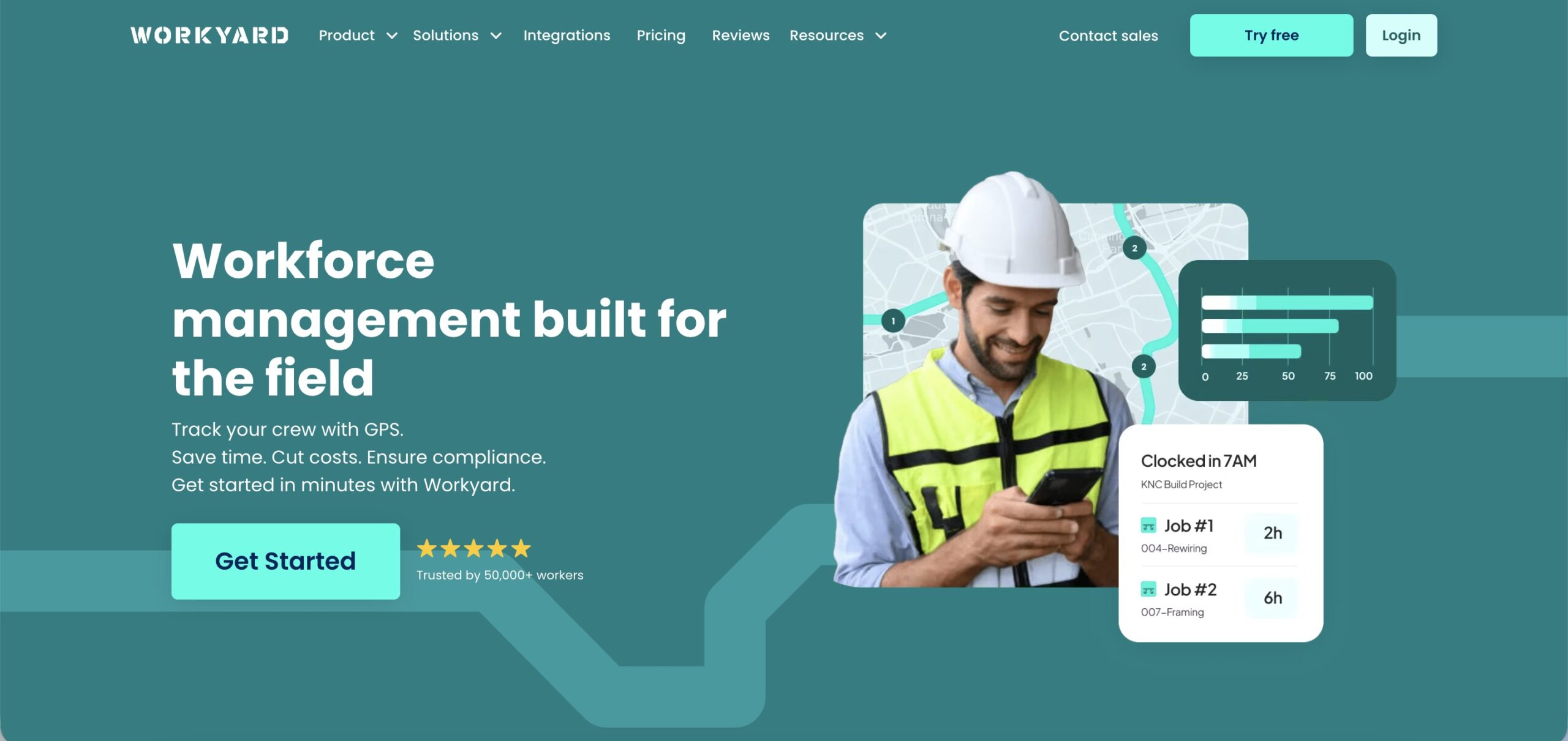 a screenshot of hero section of workyard website