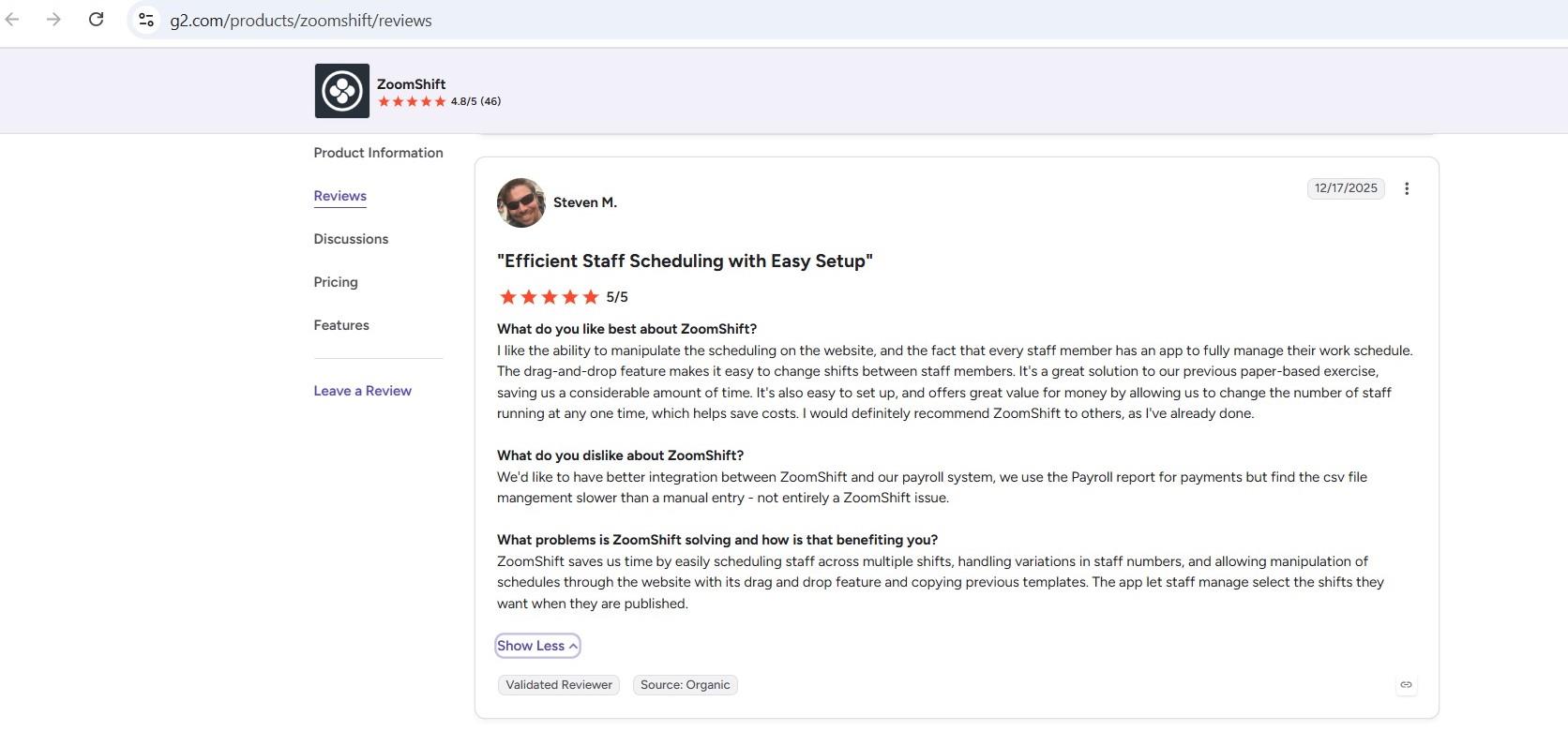 a screenshot of zoomshift review 1