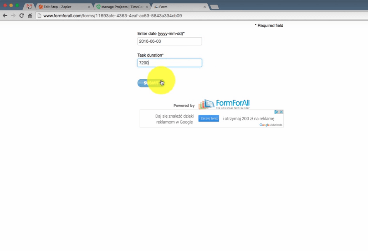 formforall time tracker integrations with timecamp time tracker form