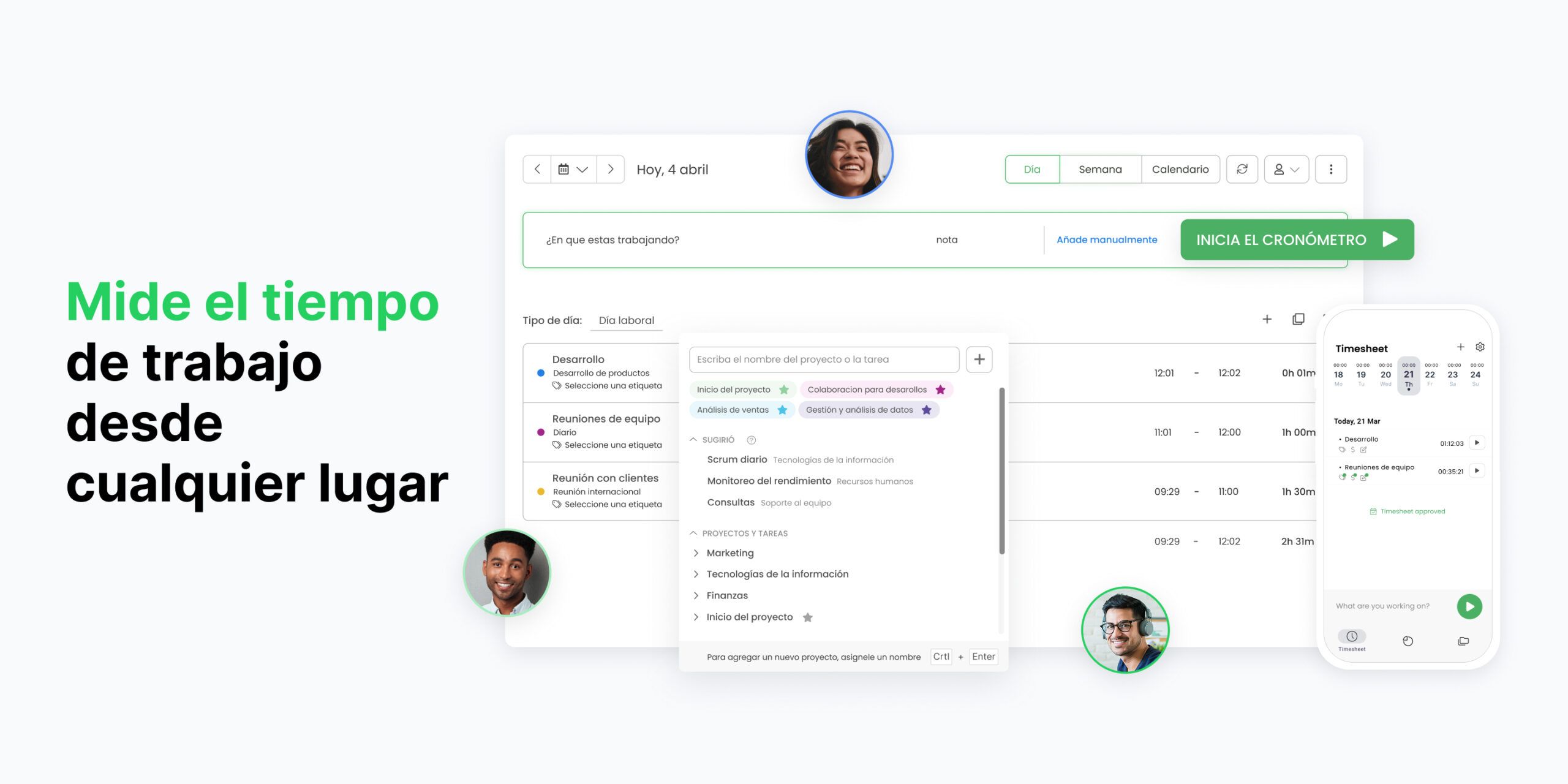 software de control horario timecamp