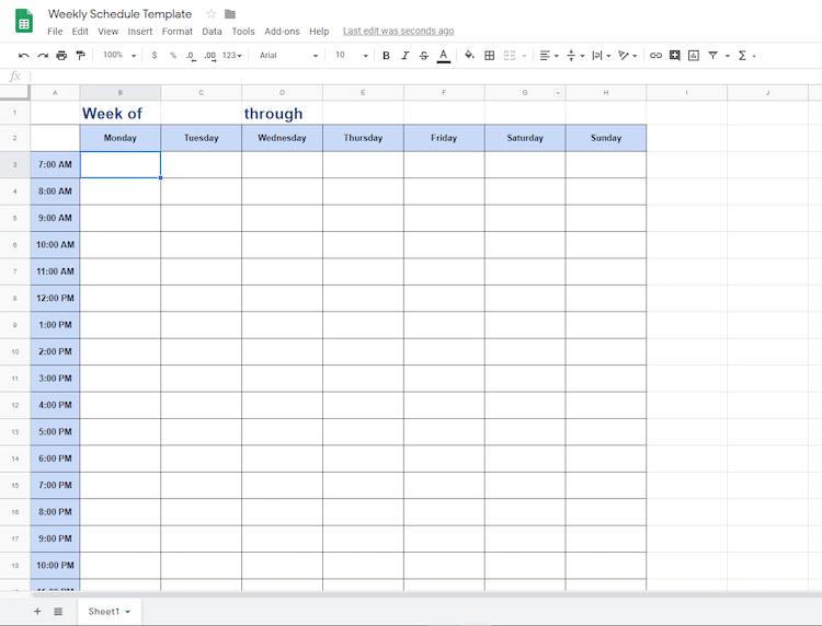 Google Docs Plantillas de planificación semanal