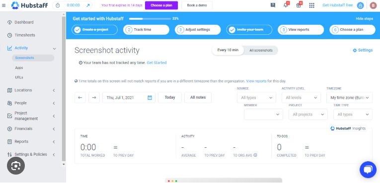 una captura de pantalla de hubstaff
