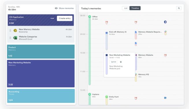 una captura de pantalla de Timely 