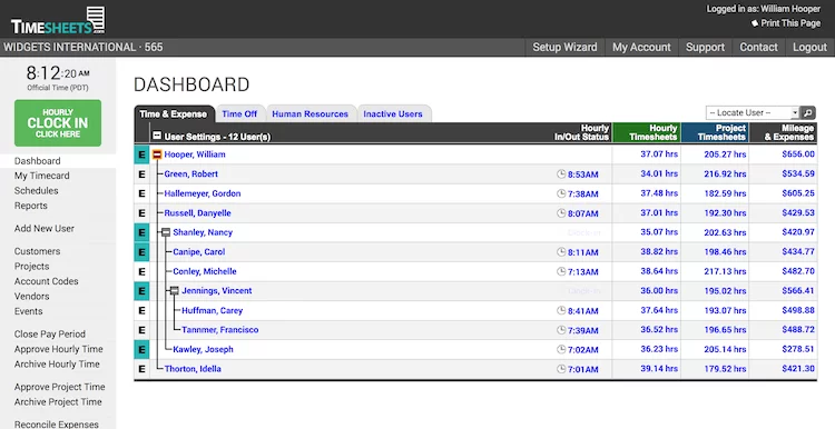 Timesheets software gestión del tiempo